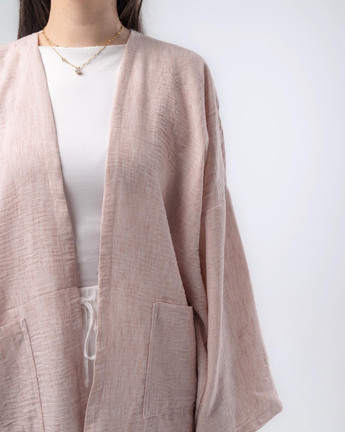 Blend-in Linen Kimono in Rose
