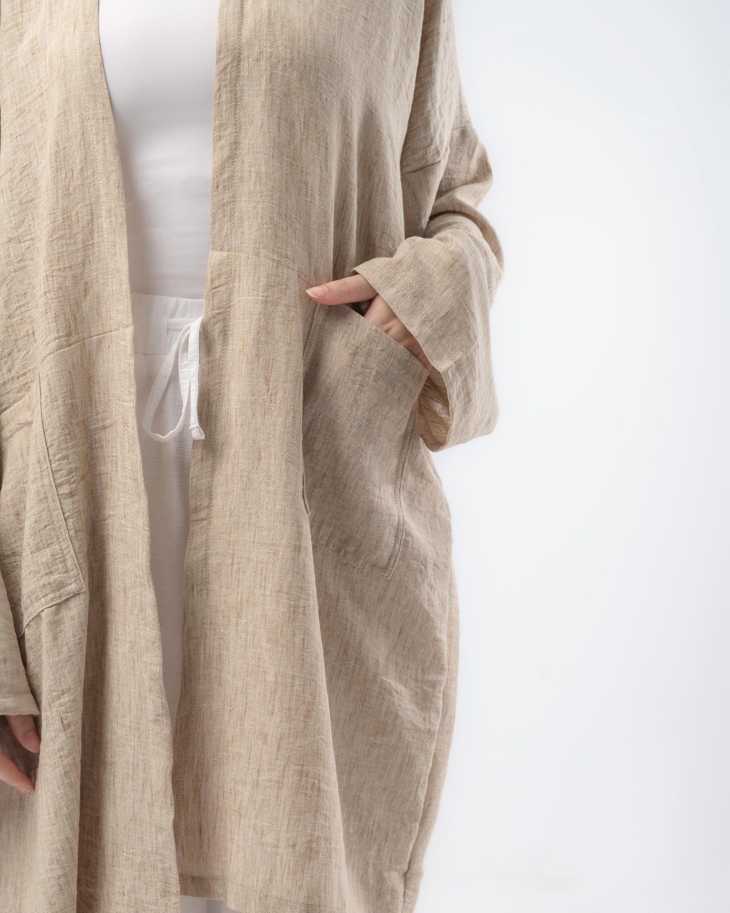 Blend-in Linen Kimono in Beige