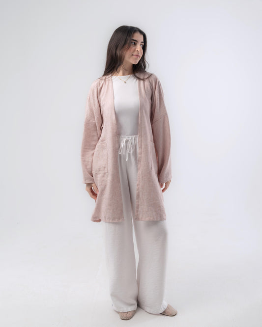 Blend-in Linen Kimono in Rose