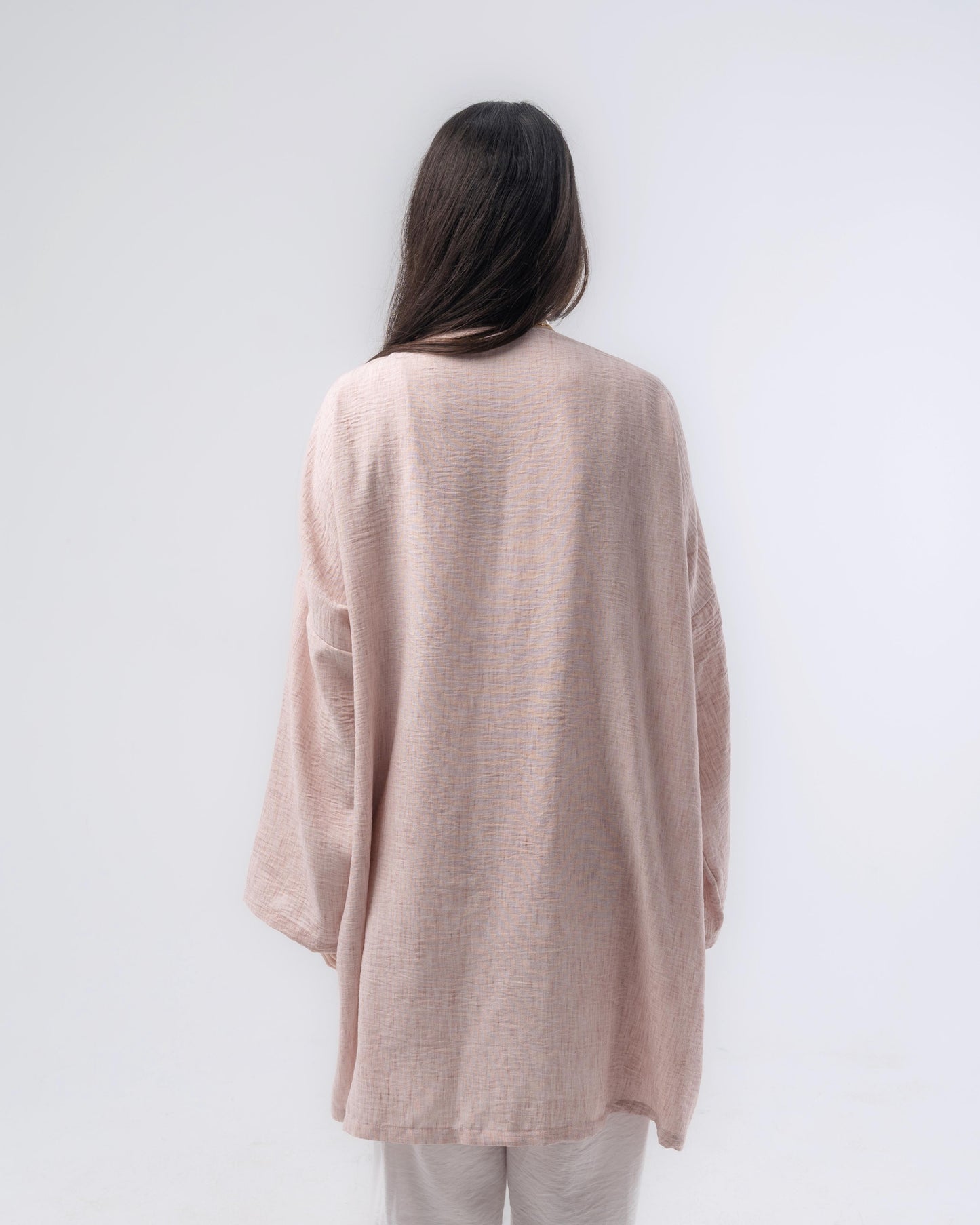 Blend-in Linen Kimono in Rose