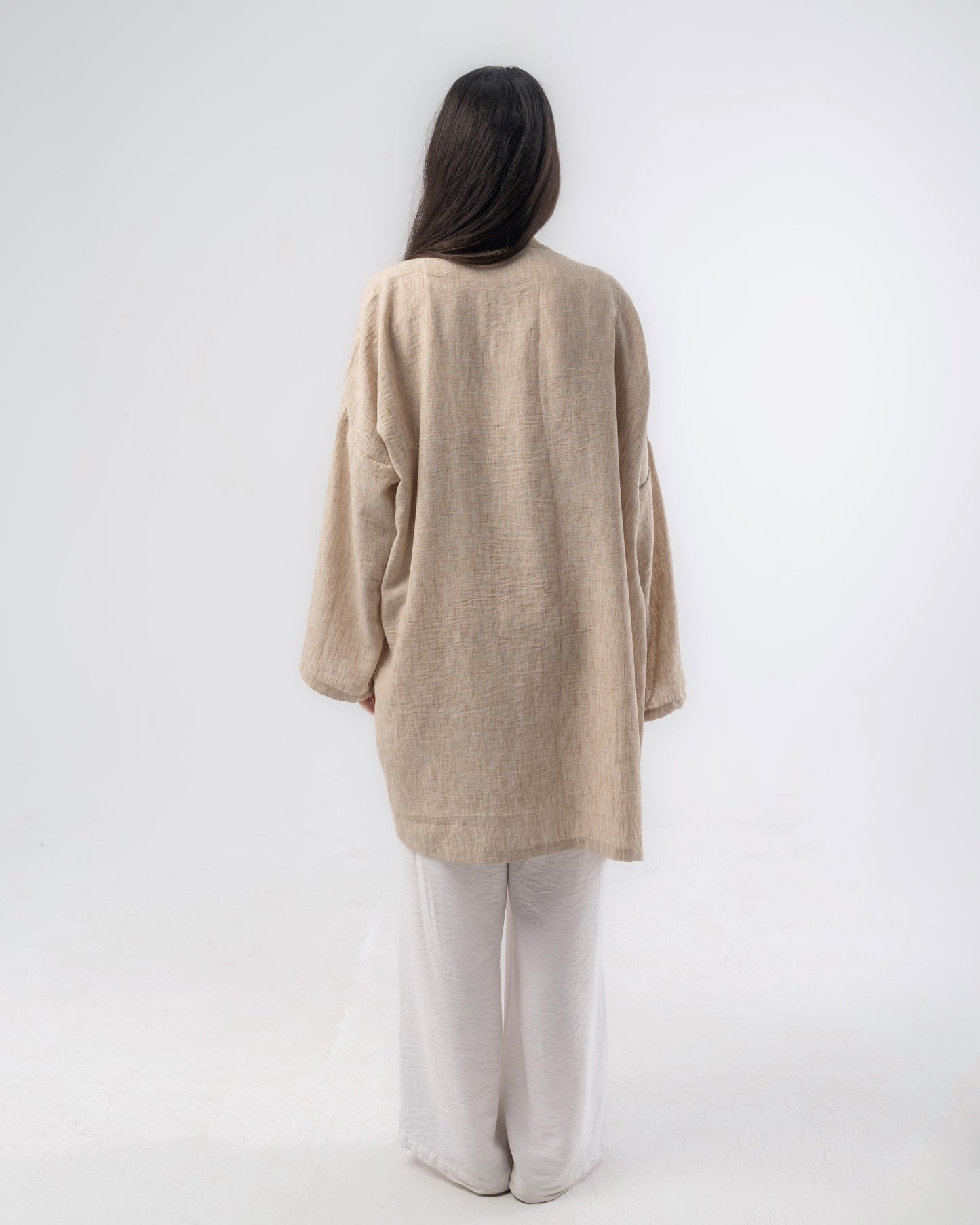 Blend-in Linen Kimono in Beige
